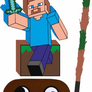 Piñata cumpleaños infantil grande hecha a mano minecraft Steve
