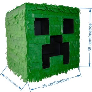 Piñata cumpleaños infantil grande hecha a mano zombi minecraft creeper - 35x35x35 Centímetros