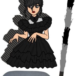 Piñata cumpleaños infantil grande hecha a mano Merlina