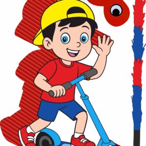 Piñata cumpleaños infantil grande hecha a mano Niño Patinete